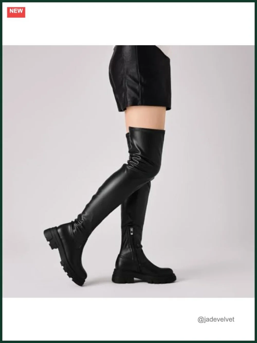 Women Thigh High Boots Platform Lug Sole Chunky Heels Stretchy Over Knee